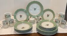 Wedgwood English Cottage Coll, Mist With Green Rim. Set of 6D,5S,6B,6C,S&C picture