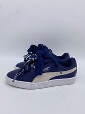 Puma Shoes Women's 7.5 Basket Heart De Blue/White Leather Sneakers 364082 02 picture