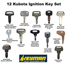 12 Kubota Tractor & Equipment Ignition Key Set fits most Kubota Tractor Models picture