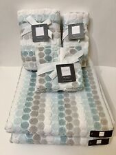 Soho Living 2 Bath, 2 Hand, 2 Tip OR 4 Washcloth Towel Set Dots 100% Cotton NWT picture