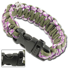 Skullz 550 Paracord Survival Bracelet Olive & Purple Camo, Emergency Whistle picture