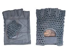 Leather Crochet Cycling / Bicycle Gloves - Vintage    Grey picture