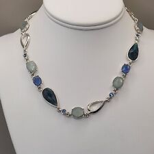 Vintage Anne Klein Beaded Blue And Silver Tone Necklace (B) picture