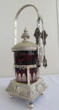 Wilcox Antique Victorian vtg Pickle Castor Bohemian Ruby Red Cut to Clear picture