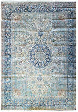 9' x 12' Vintage Perssian Rug Low Pile Beige Blue #F-6234 picture