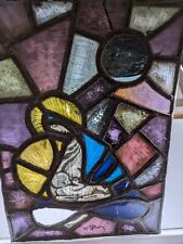 Antique Beautiful Stained Glass Window of Mary Nursing Jesus, extremely unique picture
