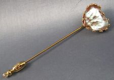 Vintage Hobe Iridescent Glass Heart Shaped Gold Tone Stick Pin 1957 picture