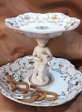 ARDALT LENWILE Porcelain Bowls Two Tiers 24K Gold Antique Bisque Cherub Japan  picture