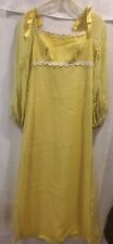 Vintage 1970’s Womens Bridesmaid Dress Striped Chartreuse Yellow Chiffon Daisy  picture