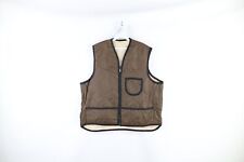 Vtg 50s 60s Streetwear Mens XL Distressed Quilted Full Zip Vest Jacket Brown USA picture