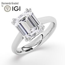 Emerald Solitaire 950 Plainum Engagement Ring, 4 ct, Lab-grown IGI Certified picture