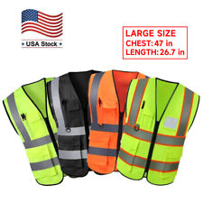 Reflective Safety Vest with 5 Pockets High Visibility Stripes Security, ONE SIZE picture