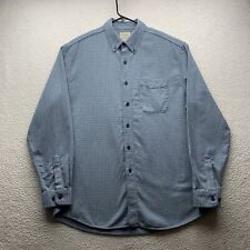 VTG L.L. Bean Flannel Shirt Mens Large L Blue Green Houndstooth Gingham Soft Dad picture