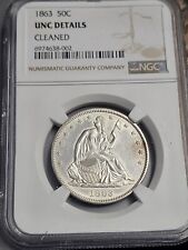 1863 Seated Liberty Half dollar, NGC AU DETAILS,CLEANED  Scarce date picture
