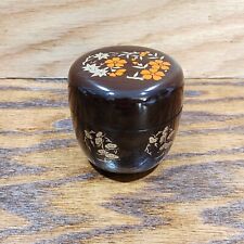 Japanese Lacquer Lacquerware Floral Pattern Trinket Box Tea Caddy Candy Dish picture