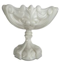 Vintage Portieux Vallerysthal Opaline Milk Glass Compote Pedestal Dish Bowl picture