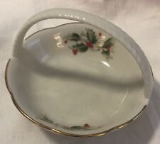Vintage Berry Holly Porcelain Basket by All the Trimmings Japan #6283 Candy Nuts picture