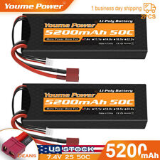 2pcs 7.4V 2S 5200mAh LiPo Battery 50C Deans Hard case for RC Car Truck Drone picture