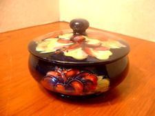 Vintage Moorcroft Art Pottery Cobalt Hibiscus Covered Box picture