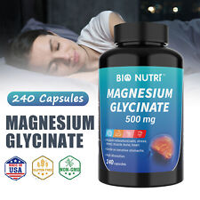 Magnesium Glycinate 500mg - 240 Capsules For Sleep, Stress Relief Support Bone picture