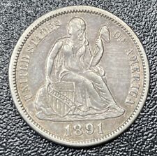 1891 Seated Liberty Silver Dime Choice XF+ Extra Fine picture