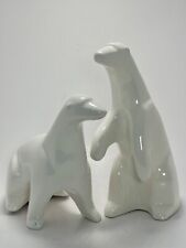 White Polar Bears Vintage Jaru Pottery-Set of 2 Ceramic Figures/Figurines picture