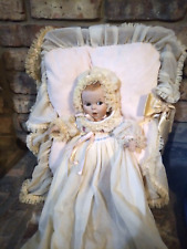 Vintage 1982 Gerber Products Porcelain Doll in Basket Christening Gown picture
