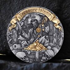 2024 Cameroon Treasure Island 2 oz Silver Antiqued High Relief Coin MIntage 500 picture
