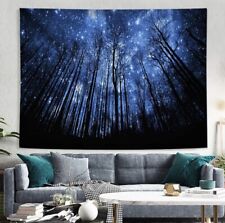 Night Sky Forest Stars Wall Tapestry Wall Art Wall Hanging Blanket Nature Trees picture