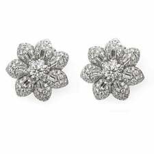 Contemporary Flower Inspired 3.65 Carat Cubic Zirconia & 925 Real Silver Earring picture