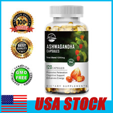 Organic Ashwagandha Capsules 1200mg Supplement w/ Black Pepper Root Powder picture