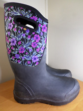 Bogs Women's Size 8 Neo Classic Tall Waterproof Boots Purple Flowers - EXCELLENT picture