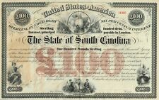 USA STATE OF SOUTH CAROLINA stock certificate/bond 1871 picture
