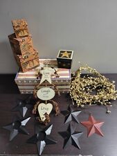 Lot Primitive Country Farmhouse Stars Prim Pip Berries Candle Holder Decor Wall picture