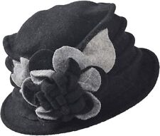 Women's Vintage Floral Wool Dress Cloche Winter Hat 1920s picture