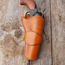 Western Gun Holster Leather Brown Tooled Hand Made Cowboy Revolver Pistol picture