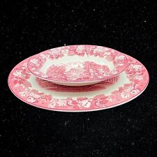 Wood & Sons Enoch Woods Pink Platter & Oval Serving Bowl picture