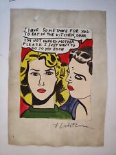 Roy Lichtenstein Painting Drawing Vintage Sketch Paper Signed Stamped picture