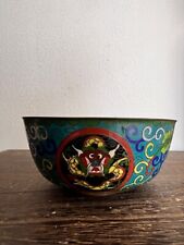 Antique Cloisonné Chinese Bowl With Dragons 19th-20th Century picture