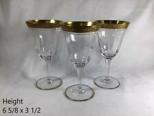 3Pc Elegant Antique Circa 1930 Crystal Gold Wine And Champagne Glassware picture