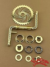 VINTAGE LOWRIDER QUADRUPLE TWISTED ONE PIECE GOLD CRANK W/TWISTED SPROCKET & B.B picture