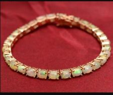 October Birthstone Genuine White 6X4MM Opal Tennis Bracelet Gold Women Jewelry picture