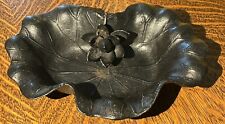 Antique Japanese Lily Pad Bowl Black Cast Iron  picture