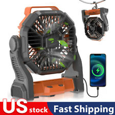 Portable Camping Fan with LED Light Quiet Table Fan Power Bank Rechargeable US picture