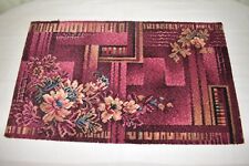 Vintage Montgomery Wards Red Floral Geometric Area Rug 22X40 Axminster Delavon picture