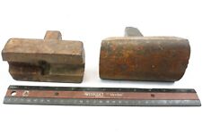VINTAGE STAKE ANVIL INSERTS PAIR CURVED AND NOTCHED BLACKSMITH TINSMITH USED picture