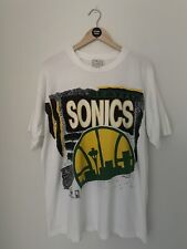 Vintage 90s NBA Seattle Sonics NBA T Shirt Size L Rare Single Stitch Basketball picture