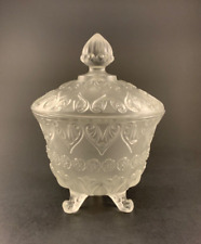 Vintage FENTON Frosted Glass CANDY DISH with LID ~ Signed FENTON on Bottom EUC picture
