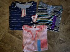 New Womens Liz Sport Liz Claiborne Short sleeved Top Shirt Striped S L XL 2XL picture