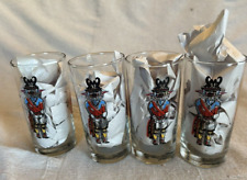 SET OF 4 VTG LIBBEY HOPI INDIAN KACHINA DOLL CLEAR GLASS WATER TUMBLERS 5 1/2